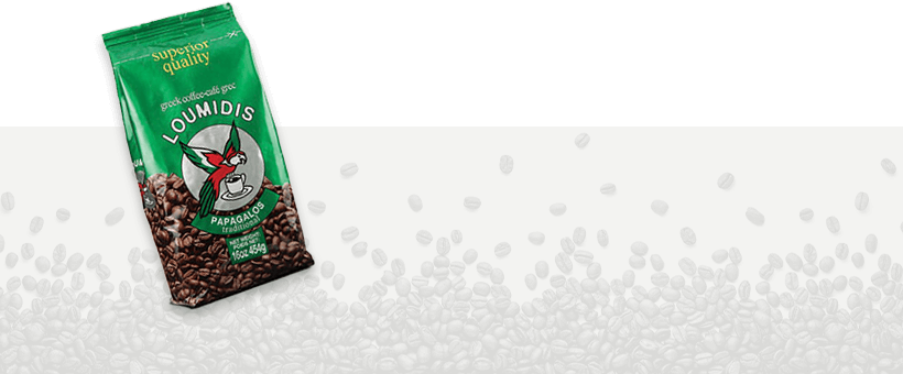 Loumdis coffee bag, coffee bean textured background